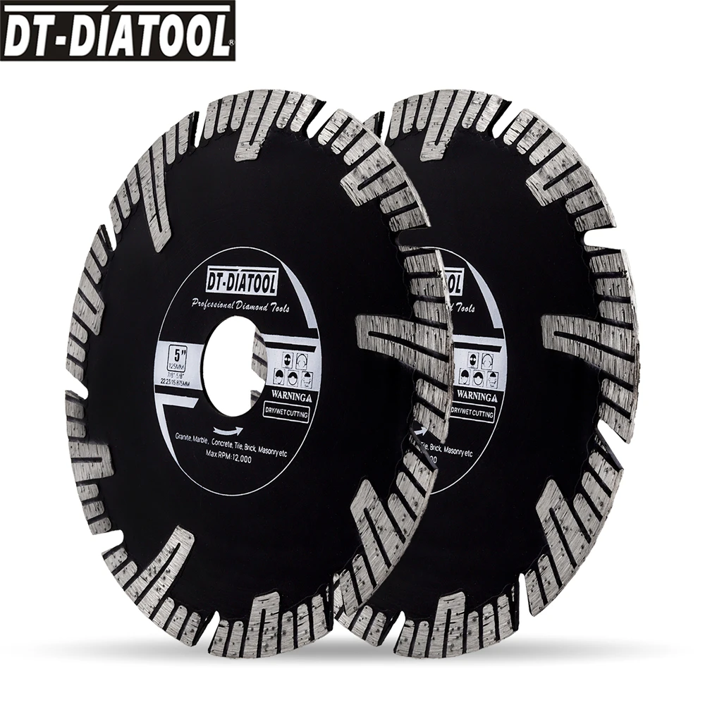

2pcs 5" 125mm Diamond Turbo Saw Blade Cutting Disc For Cutting Granite Marble Porcelain Ceramic Tile Angle Grinder Circular Saw