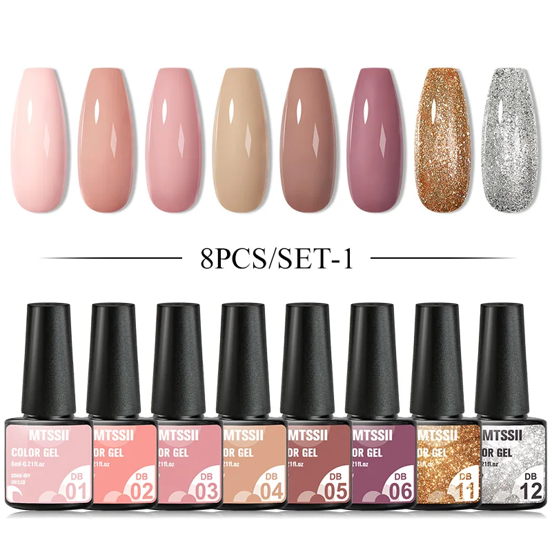 

4/6/8PCS Gel Nail Polish Set 6ML Hybrid Varnishes Base Top Gel For Nail UV LED Lamp Gel Kits Manicure Nail Gel Polish Set
