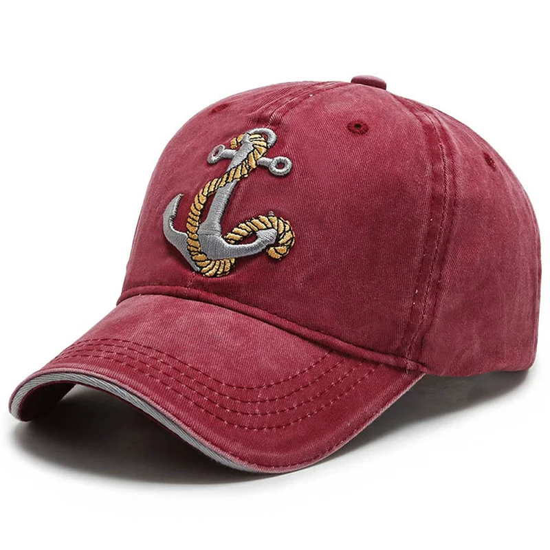 

Men's Ship Anchor Wash Embroidered Baseball Caps For Women Hats Retro Leisure Trucker Duck Tongue Cap Male Outdoor Sunscrn Hat