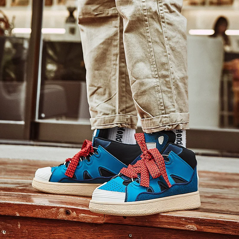 2022 Fashion Blue Hip Hop Sneakers Men Women High Top Designer Sneakers Men Street Couple Shoes Superstar Men's Skateboard Shoes