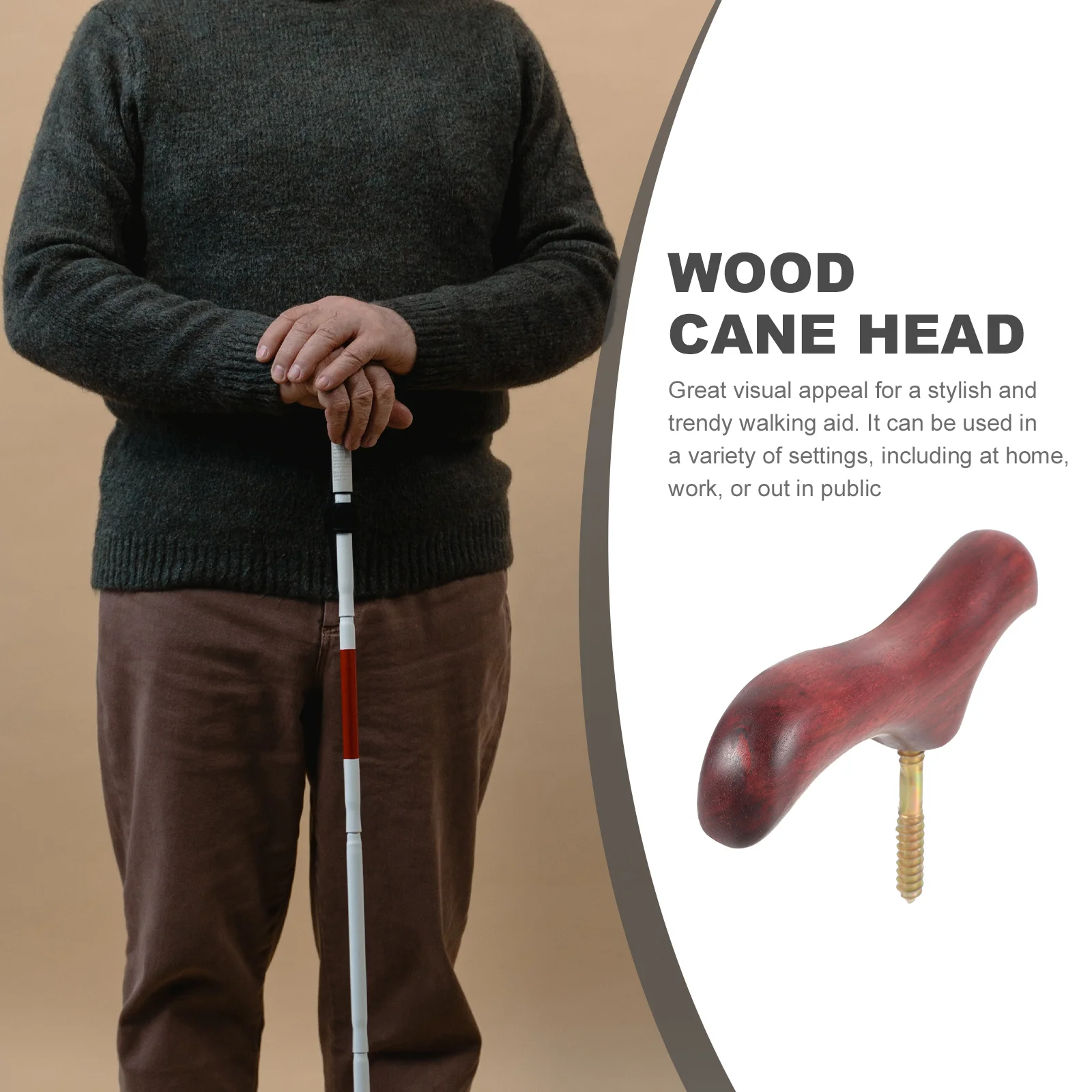 Деревянная ручка для костыля аксессуары подлокотник с твердой головкой резной