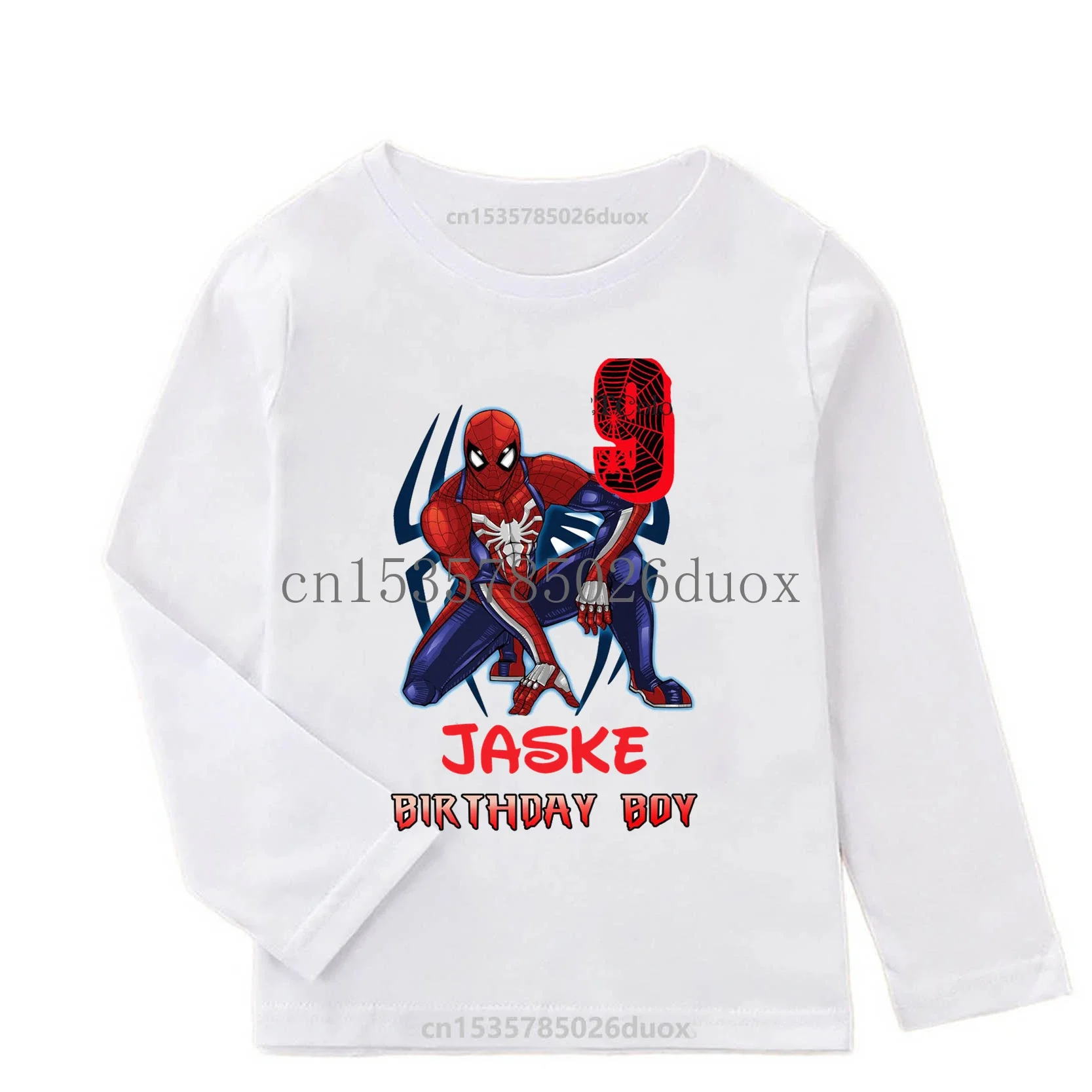 Детская одежда для дня рождения с индивидуальным именем Человек-паук весна-осень