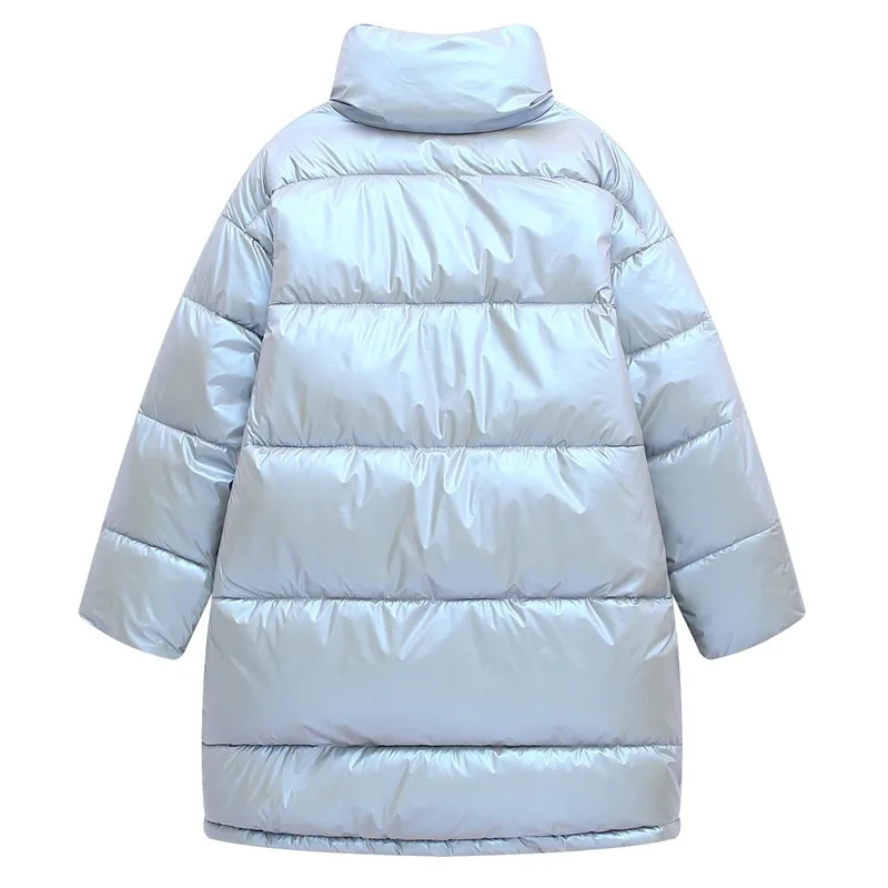 2023 New Fashion Winter Jacket Ladies Down Cotton Long Coat Shiny Face Women's Plus Size Bread Coat Stand-up Collar Coat Winter