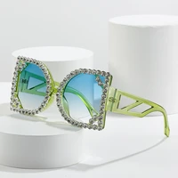 2022 new crystal encrusted sunglasses sleek and versatile square frame sunglasses uv400 casual sunglasses for adultwomenmen