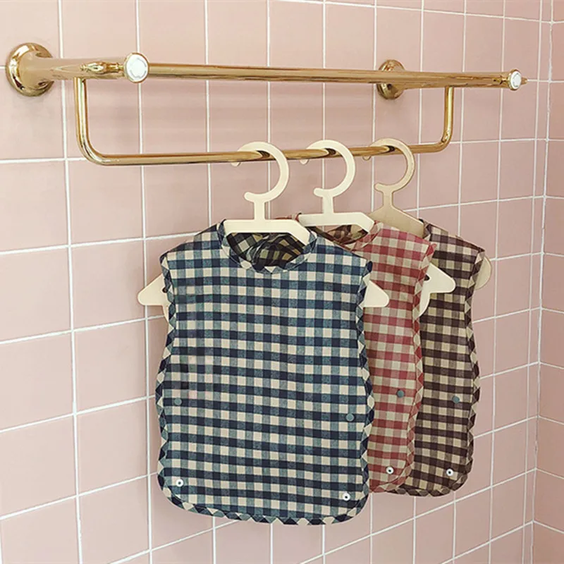 

Baby Kids Sleeveless Scarf Waterproof Art Smock Infant Toddler Plaid Saliva Feeding Bib Apron Pocket Girls Boys Saliva Towel