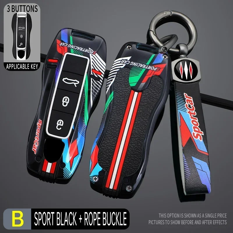 

Металлический чехол для ключей с 3 4 кнопками в гоночном стиле для Porsche Boxster Cayman Panamera Cayenne Macan 718 911 Taycan