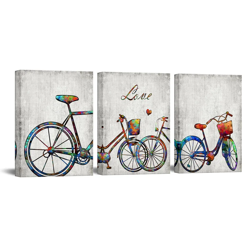 

3 Pieces Abstract Bikes Wall Art Poster Family Love Print Canvas Painting Modern Style Pictures Living Room Home Decor