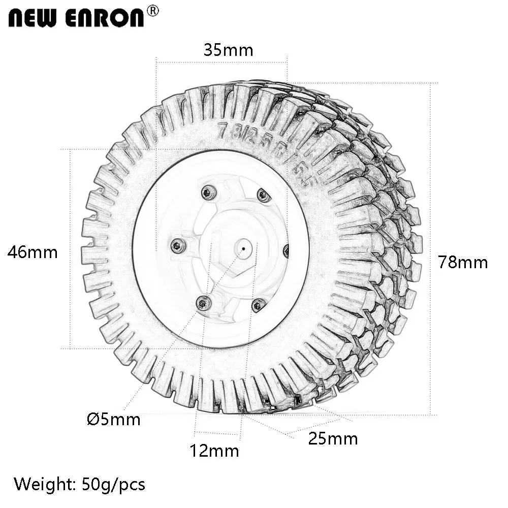 Новые пластиковые шины ENRON 1.55 дюймов колёсные Диски &amp 78 мм резиновые для
