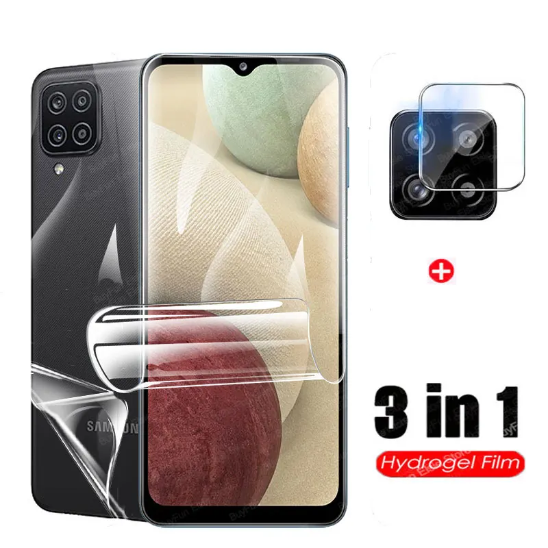 

3 in 1 Hydrogel Film On For Samsung Galaxy A12 Screen Protector Samsun A12 A 12 6.5'' Camera Lens Protective Film Not Glass