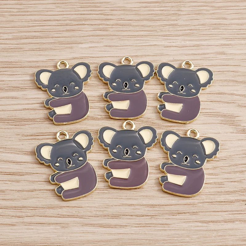 

10pcs 21x21mm Cartoon Animal Charms Alloy Enamel Koala Charms Pendants for Jewelry Making DIY Earrings Necklaces Crafts Supplies