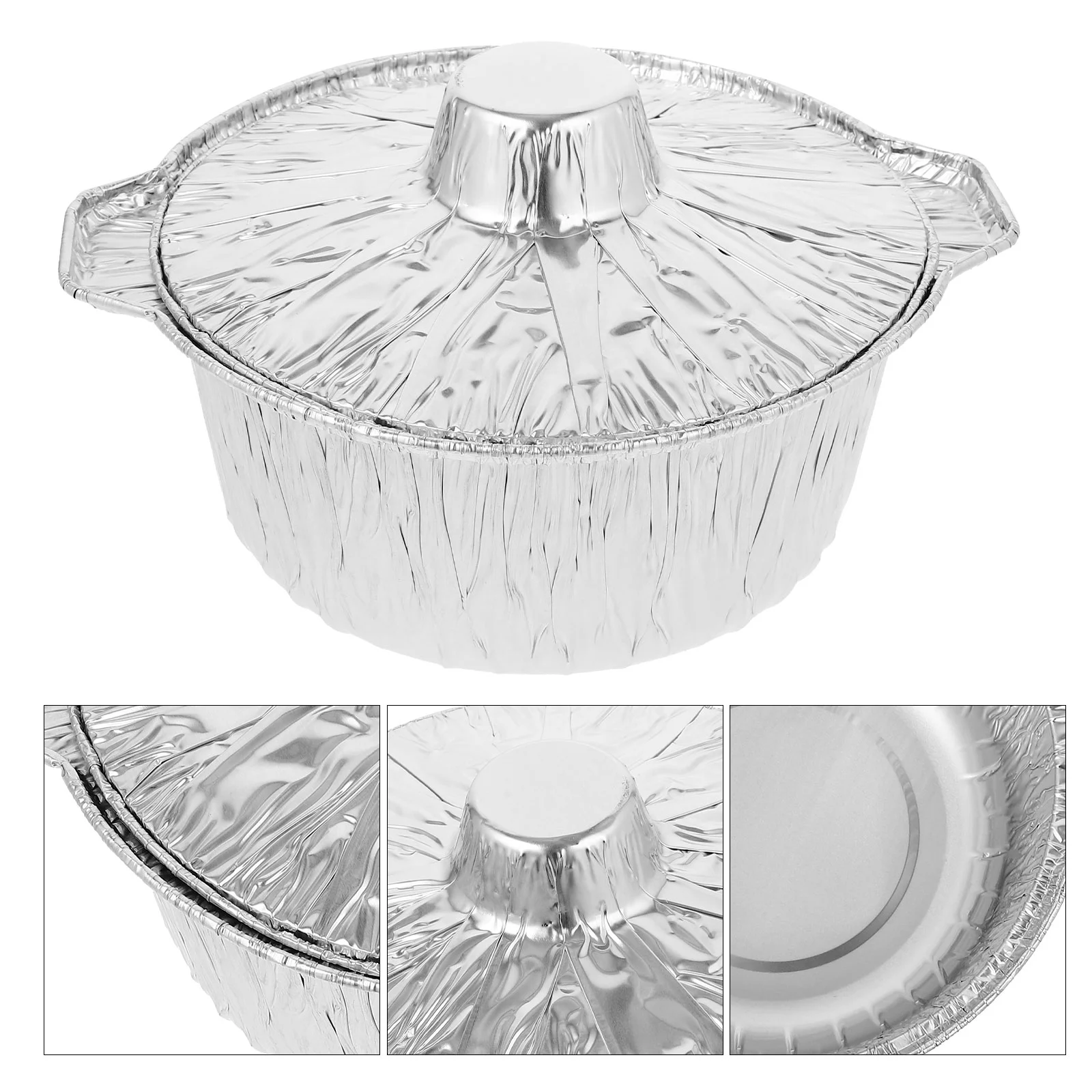 

Aluminum Round Foil Pan 6Pcs Disposable Food Container Lid Pie Tin Tart Pan Plates Baking Foil Pan Tinfoil Camping Pot Prepping