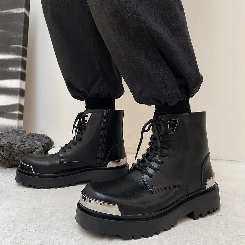 Мужские Оригинальные брендовые ботинки на молнии сбоку с толстой подошвой