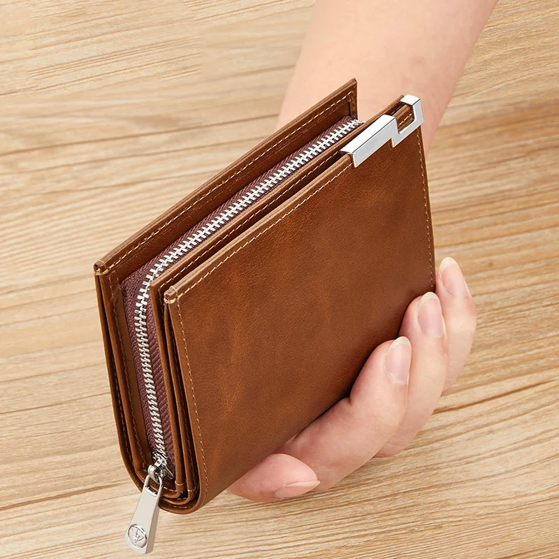 

WILLIAMPOLO Men Wallet Leather Business Foldable Wallet Luxury Billfold Credit Card Holders Inserts Coin Purses Vintage Walltes