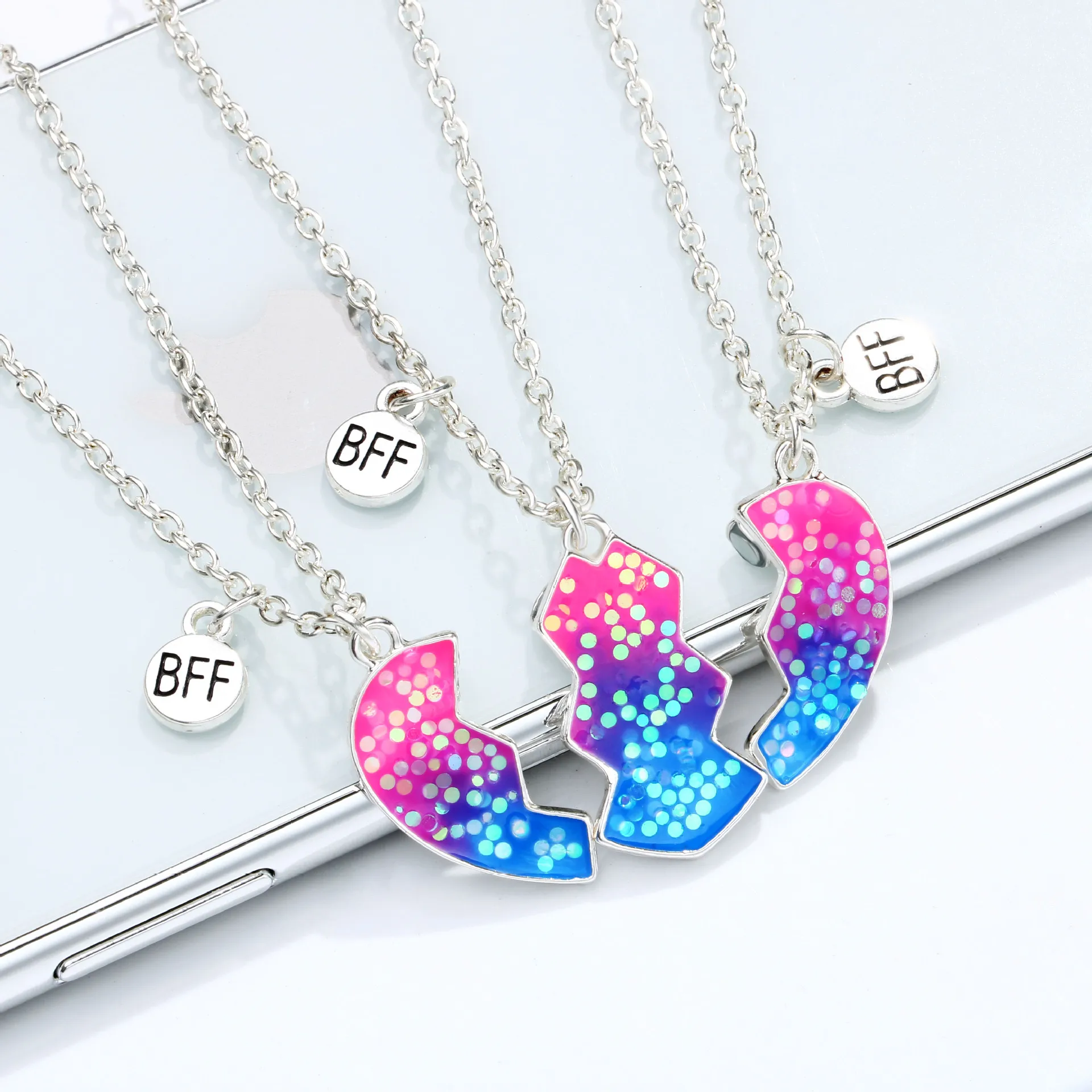 

Корейские 3 шт./набор персиковые бриллианты для девочек 3 лучшая подруга ожерелья лучшие друзья Модные Ювелирные изделия Подарки