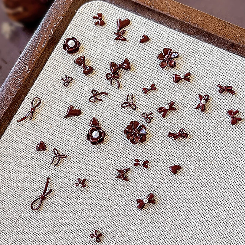 2 шт. лента с бантом и жемчугом подвески для дизайна ногтей 3D бант из смолы