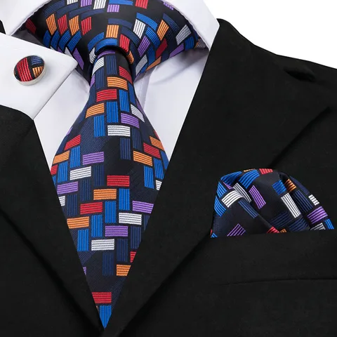 Hi-Tie Мужские галстуки Роскошные ручной работы галстук с геометрическим узором шелковые тканый галстук набор для мужчин Бизнес Свадьба шеи галстук Квадратные Запонки