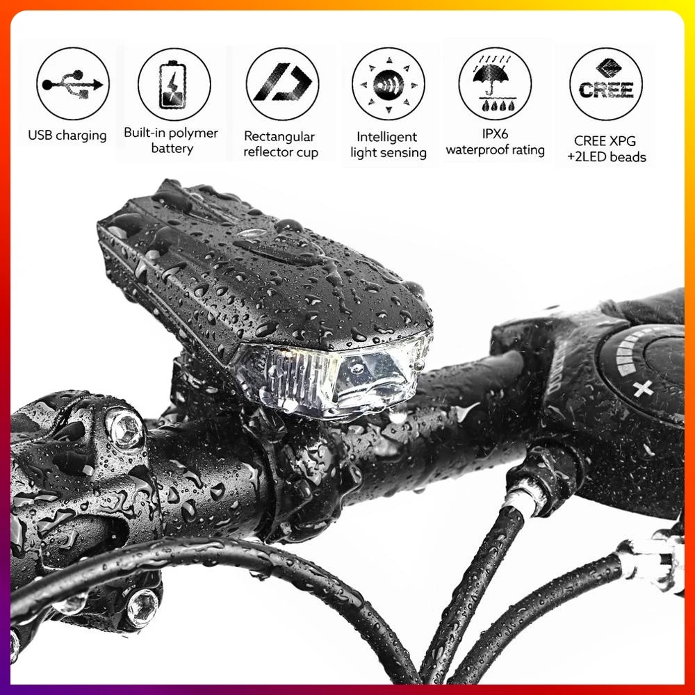 

Super Bright LED Front Safety Light Aluminum Body Water Proof Bicycle Light Quick Release Strap 240 Degree Side Light