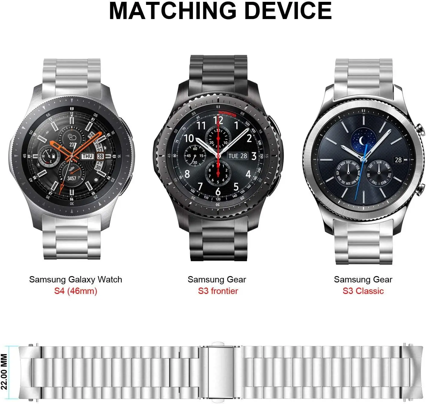 Скидка Браслет металлический для Samsung Galaxy Watch S4 46 мм Gear S3 Frontier/Classic