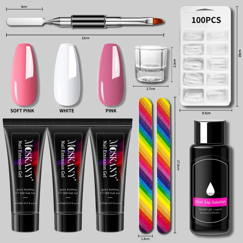 

Poly Nail Gel Kit for Extensions Soak Gel Kit Nail Acrylic Gel Varnish Kit for Novices Semi-Permanent UV Gel Kit Quick Extension