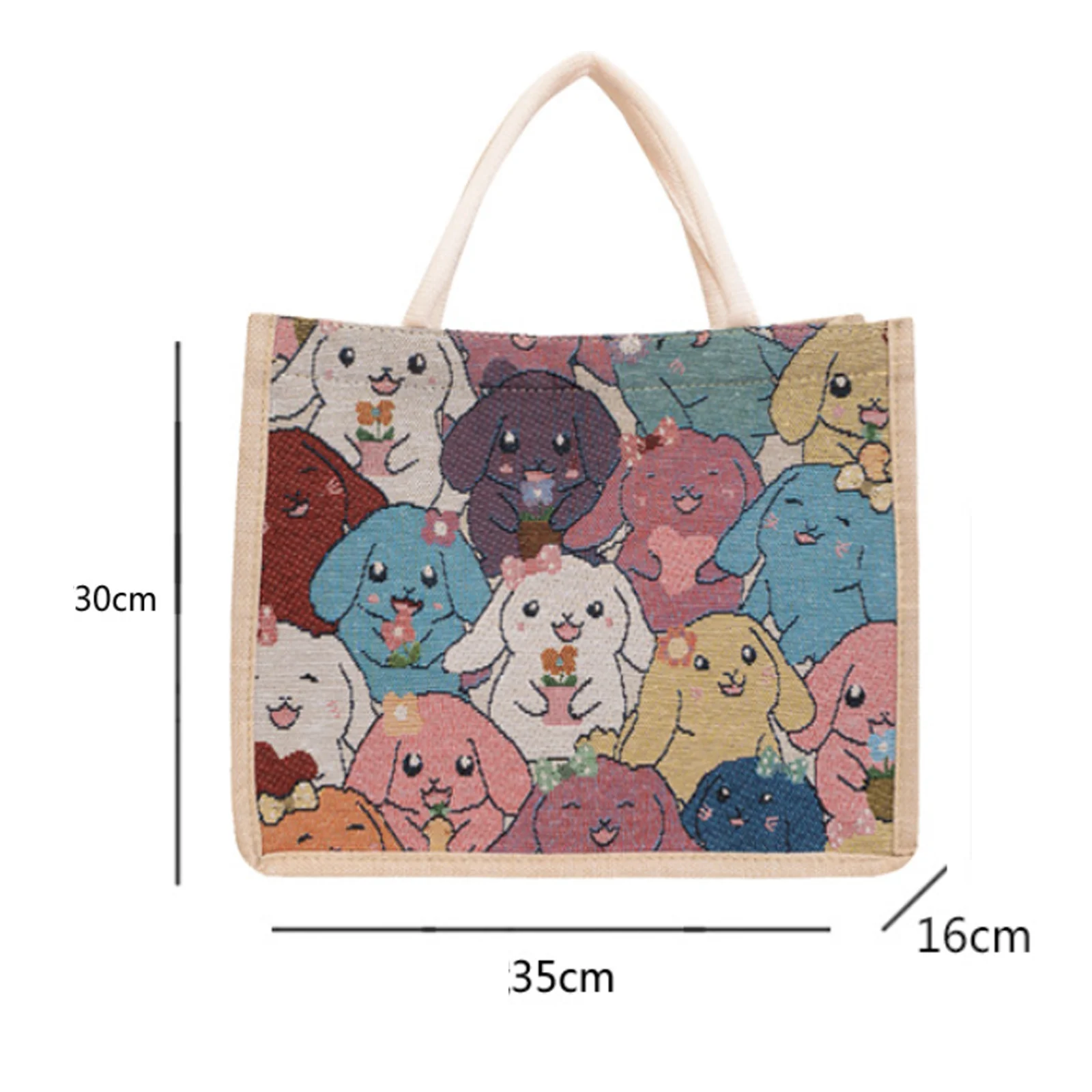 Женская сумка ISKYBOB большая 2024 с принтом Большая вместительная Льняная сумка-тоут