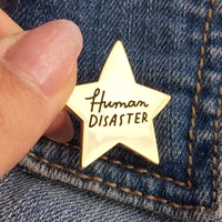 human disaster gold star brooch metal badge lapel pin jacket jeans fashion jewelry accessories gift