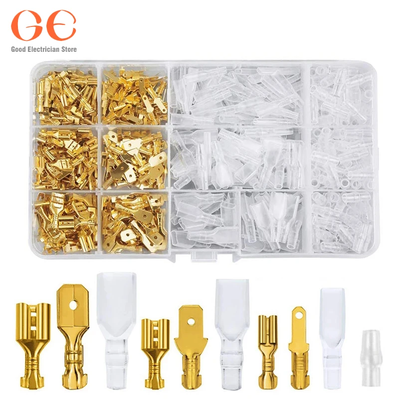 

270PCS Insulated Male Female Wire Connector 2.8/4.8/6.3mm Electrical Wire Crimp Terminals Spade Connectors Assorted Kit