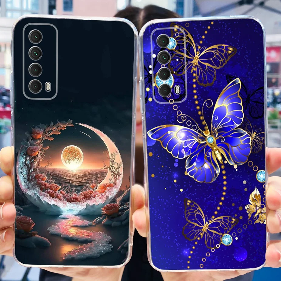 Чехол для Huawei P Smart 2021 задняя крышка с милым рисунком прозрачный силиконовый