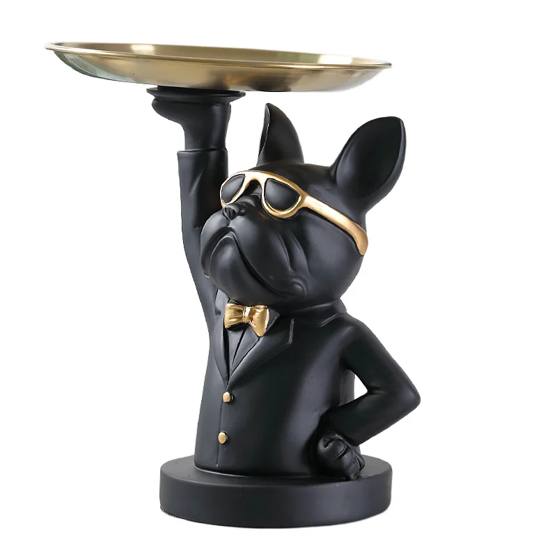 

Cute Bulldog Statue Table Decor Fashionable Squirrel Sculpture Home Room Decor Multifunction Desk Storage Figurine Decorative