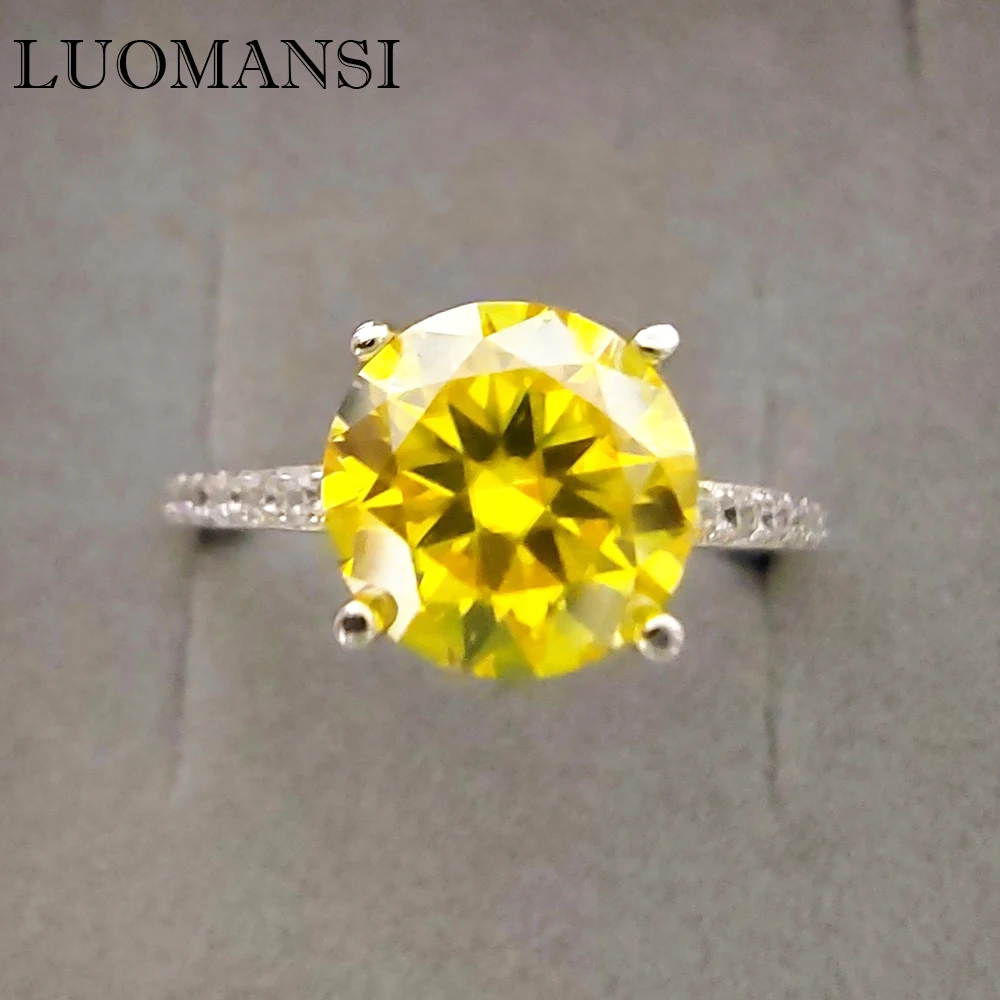 Luomansi классический 1/2ct желтый зеленый розовый Муассанит для женского кольца