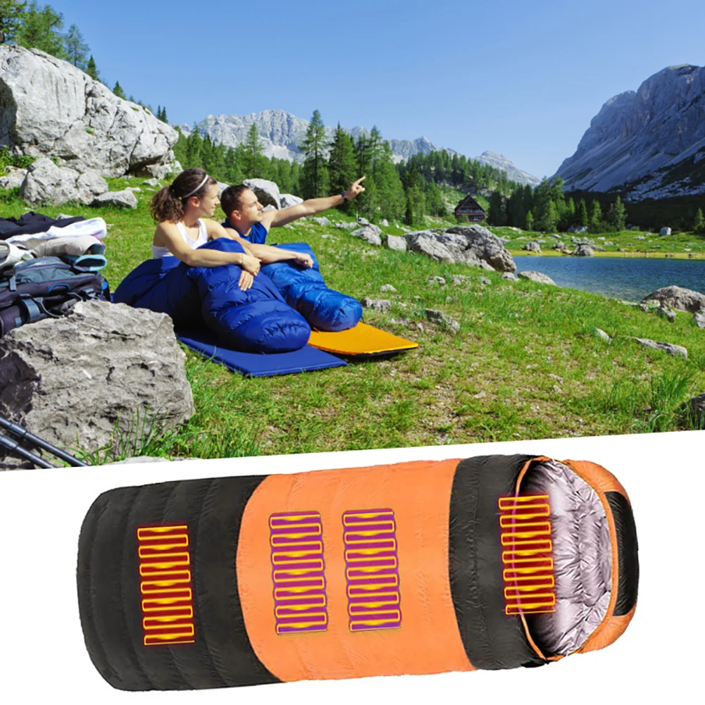 Electric Heating Adult Sleeping Bag USB Charging Envelope Sleeping Bag Tear Resistant Adjustable Temperature for Camping Travel