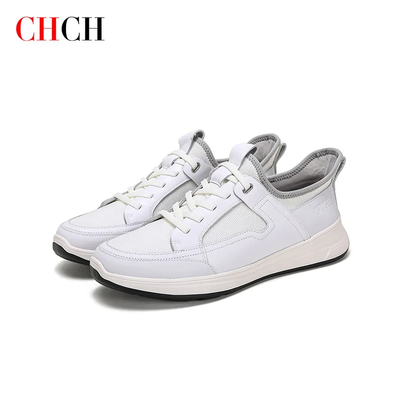

CHCH Men Shoes Genuine Leather Brand White Casual Shoes For Men Laces Up Summer Breathable 2023 Spring New Arrival Fashion