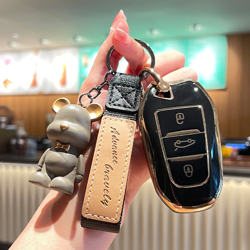 Чехол для автомобильного ключа из ТПУ для Peugeot 2008 E208 A308 3008 408 Citroen Ds5 C4 Space Tourer Grand Picasso 2014 C3 Aircross Berligo