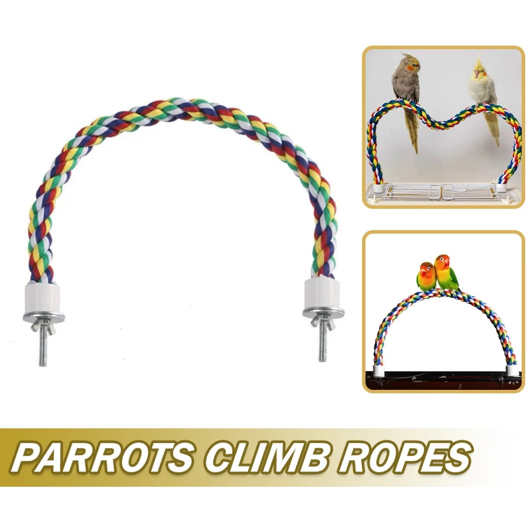 

1 Pc Parrot Bird Standing Toys Cotton Rope Colorful Toy Bendable Chew Perches For Bird Cage Cotton Rope Bird Accessories