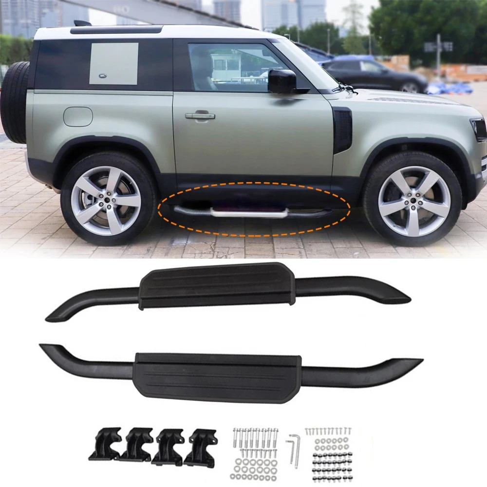 2 шт. Левая Правая подножка стальная боковая подножка для 2020 Land Rover Защитная 90 2020 2021 2022 боковая лестница защита педали автомобиля 2 шт. Левая Правая подножка стальная боковая подножка для 2020 Land Rover Защитная 90 2020 2021 2022 боковая лестница защита педали автомобиля