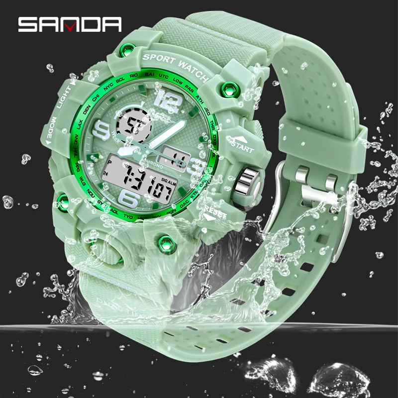 

SANDA New Design Women Watches Sports Military Waterproof Watch Analog Digital Watch Ladies Clock Casual Relogio Feminino 842