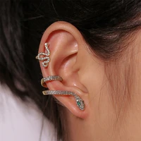 full diamond snake shaped earrings three dimensional animal ear clip golden snake earrings retro earbone clip cool wind earrings