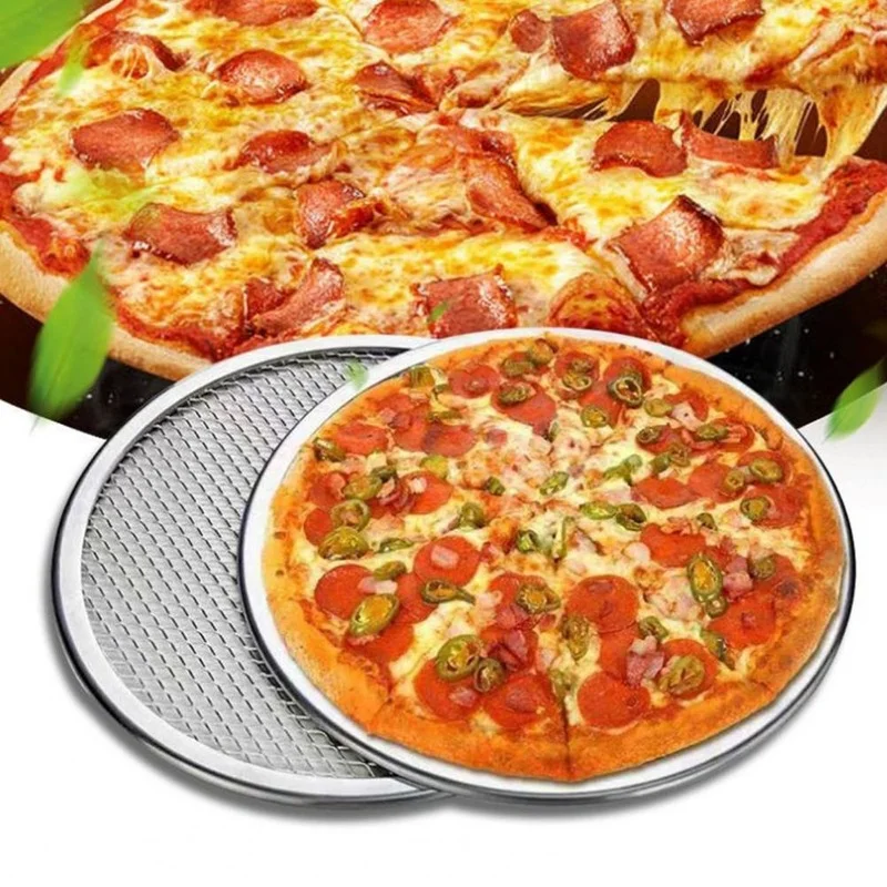 

Pizza Baking Tray Multipurpose Food Grade Aluminum Alloy Round Baking Mesh Pan for Home