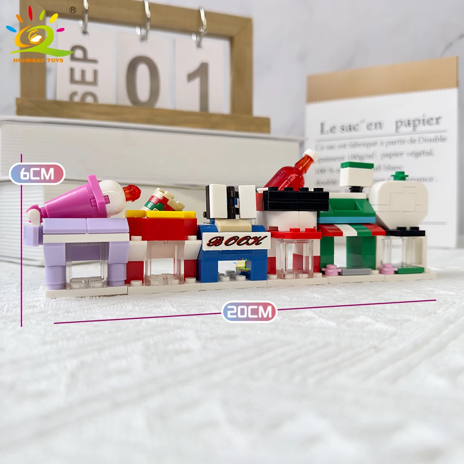 HUIQIBAO Moc архитектурный уличный вид строительные блоки ресторанный магазин