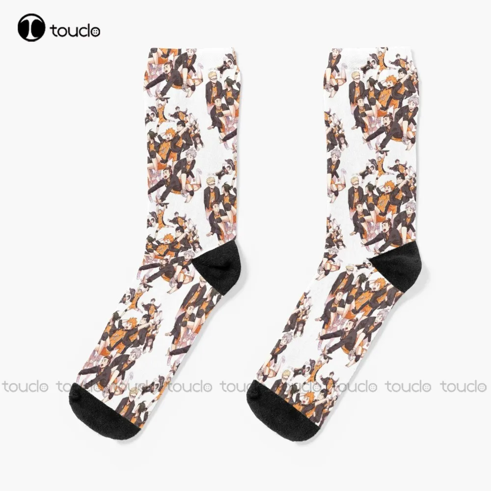 

Haikyu And Team Anime Socks White Socks Fashion Creative Leisure Funny Art Abstract Oil Painting Socks Christmas New Year Gift