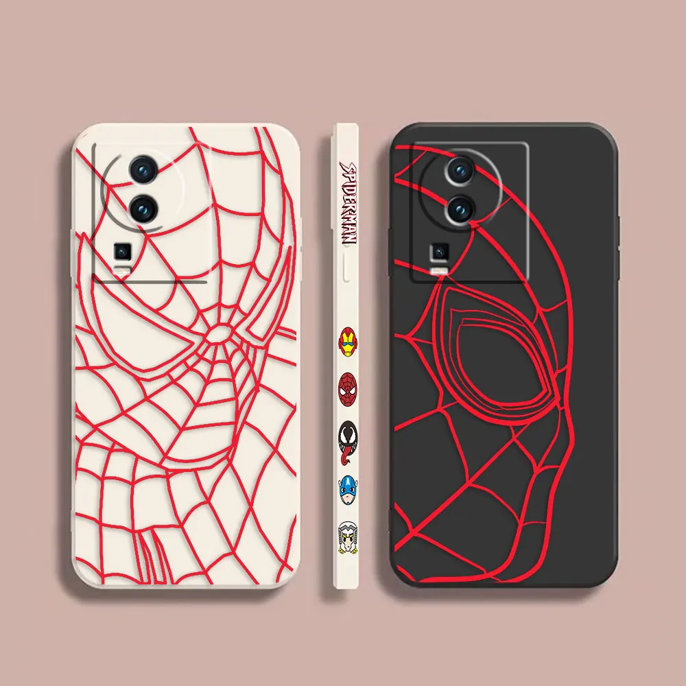 

Case For VIVO IQOO 5 7 8 9 10 11 Pro 5G Z6 Z7 NEO3 5 5S 6 7 Colour Simple Liquid Silicone Case Marvel Spider-Man RED Line