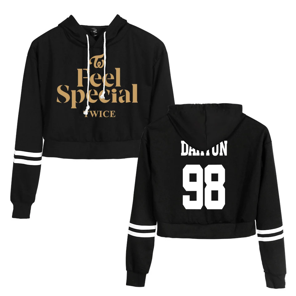 

Новинка 2022 года, сексуальный укороченный топ, толстовки с капюшоном, с принтом Kpop Team, в стиле Харадзюку, весенние повседневные толстовки, сви...