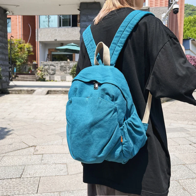 

2022 High Quality Canvas Women Rucksack Solid Color Designer Students School Bag Large Capacity Women's Laptop Bags Back Bag