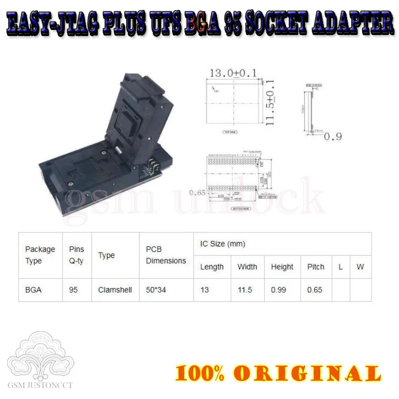 original new easy jtag plus box + emmc socket nand adapter ufs bga 153 95 |