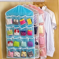 1pc 16 pockets wall wardrobe hanging organizer socks underwear sundries sorting storage bags bathroom storage accessories