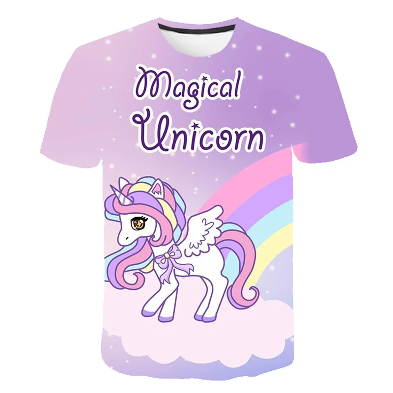 

Unicorn Cute Girls T Shirt Kids Boys Clothes Summer Short Sleeve Girls Tops Tees Children Clothing Teen Shirts pony Tshirts
