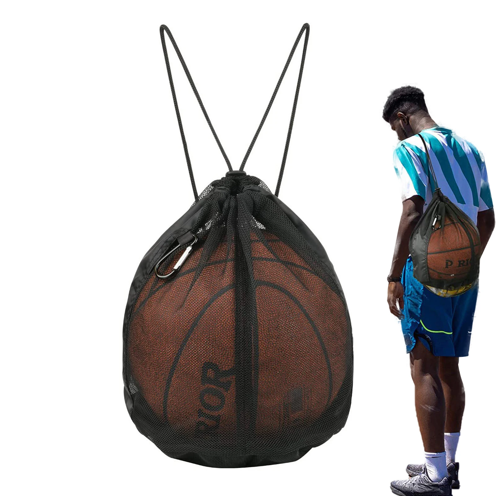 

Ball Mesh Equipment Bag Ball Holder Pockets Basketball Container For Outdoor Exercise Training Durable Mesh Drawstring Pouches
