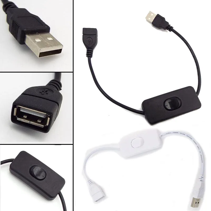 USB-кабель штырь-гнездо с выключателем удлинитель питания прочный адаптер 28 см |