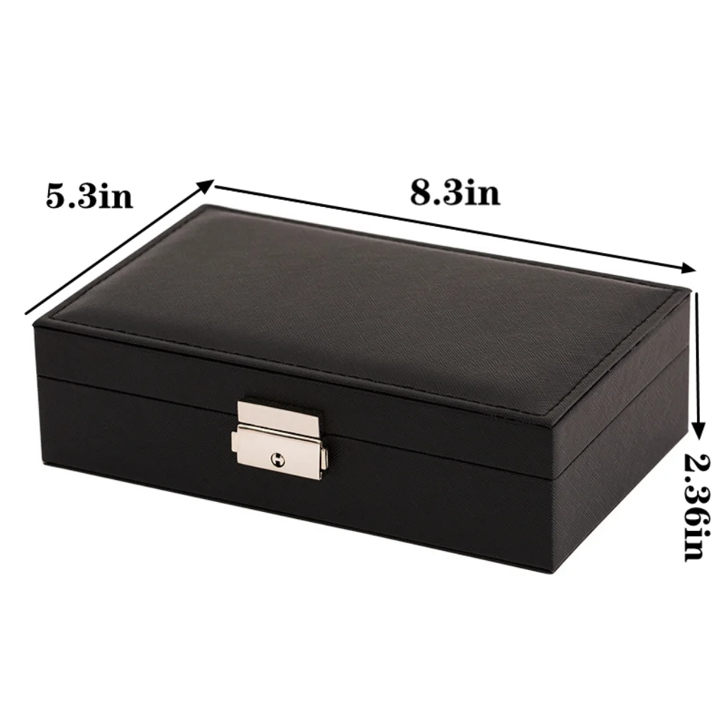 PU Leather Jewellery Storage Ring Earring Jewelry Display Organizer Box Tray Holder Storage Case Jewelry Box with Lock