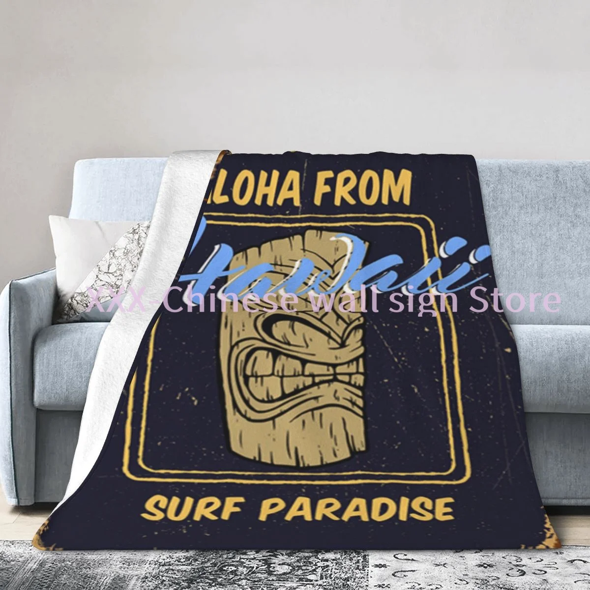 

Aloha Tiki Poster Vintage Beach Retro Hawaiian Surf High Quality Throw Blanket Bedding 3D Printed Soft Micro Fleece Blanket