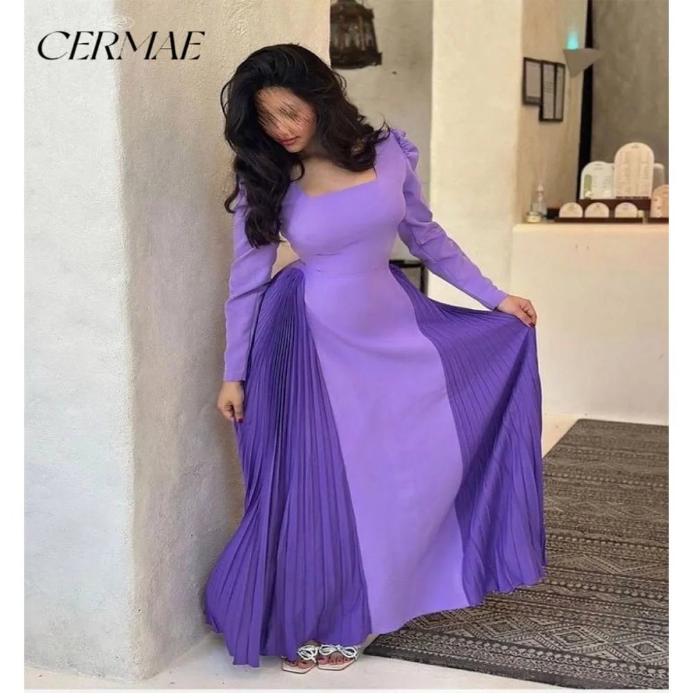 

CERMAE Purple Square Neck Gradual Waisted Elegant Formal Evening Prom Bridesmaid Party long Dress for Women 2023